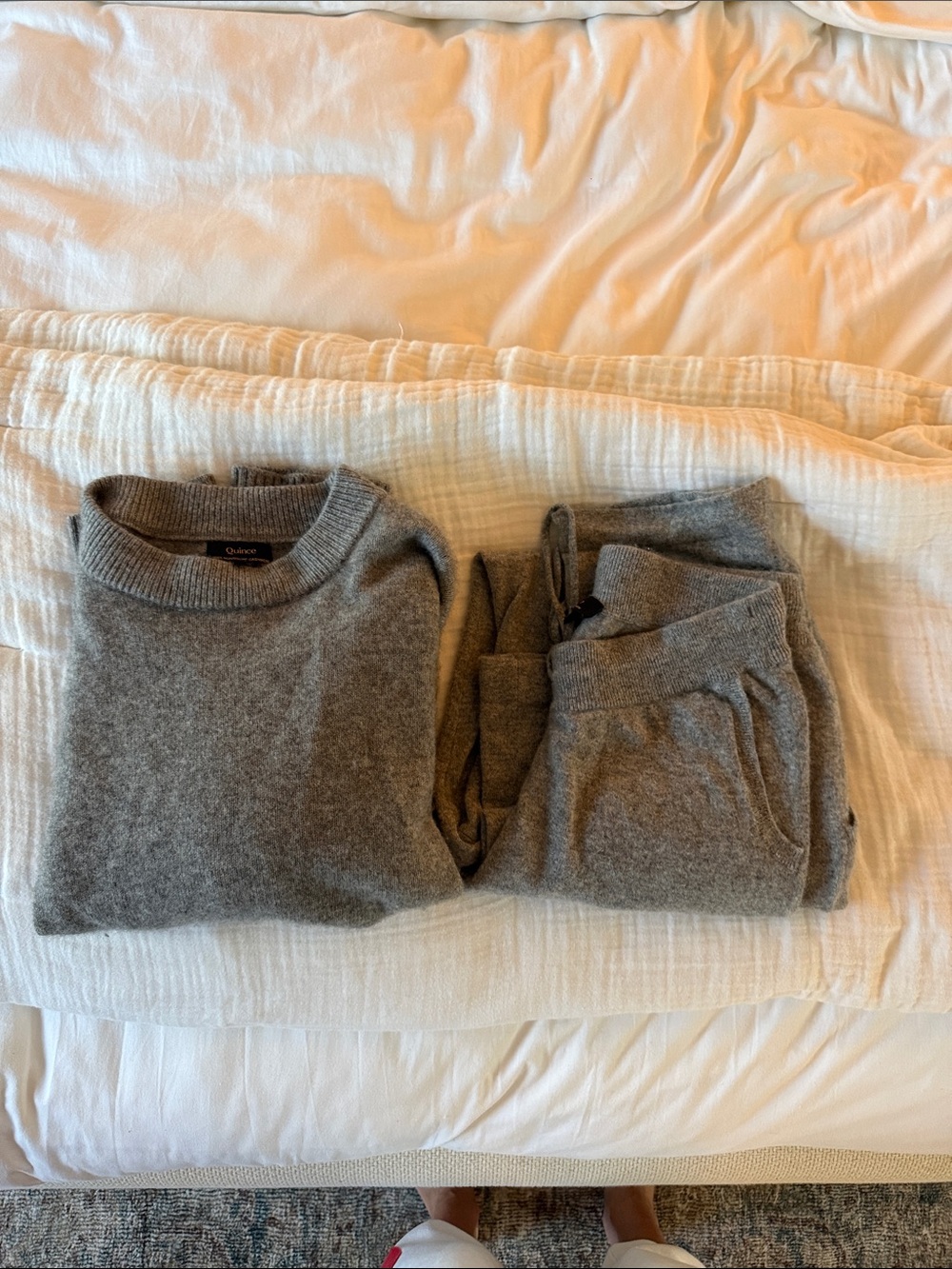 Quince Mongolian Cashmere Oversized Crewneck Sweater + Straight Leg Pant